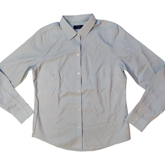 UnTuckIt Women's Blue Toscano Button Up Long Sleeve Size 4 Shirt Top A11 - Picture 1 of 9
